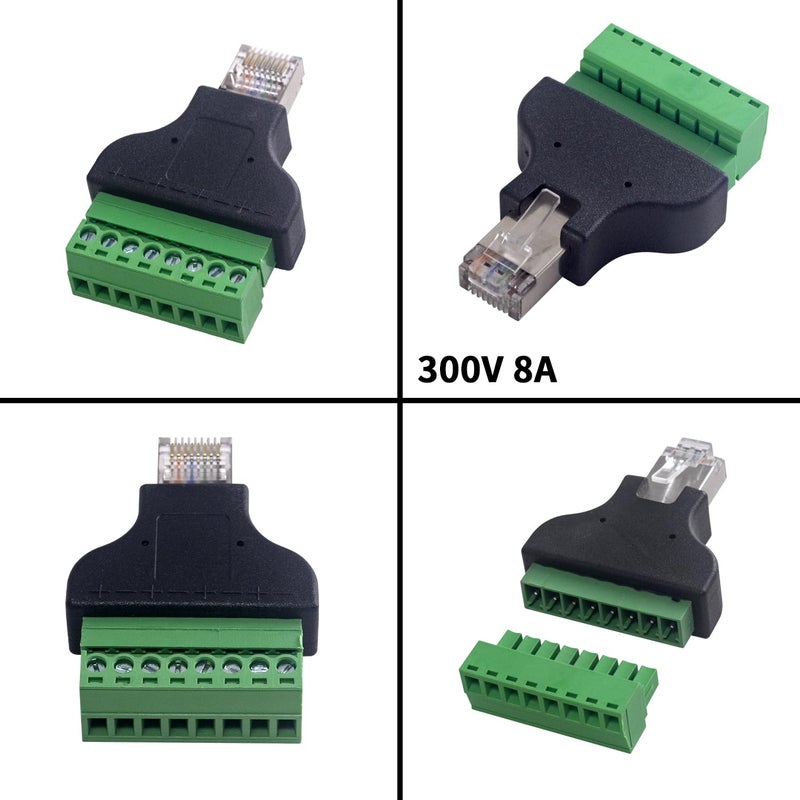 Poyiccot RJ45 Screw Terminal Adapter 2-Pack, Network Ethernet Adapter, RJ45 Breakout Board 8p8c Male to 8 Pin AV Terminal Screw Converter Block Plug for CCTV, Cat5, Cat6 - Image 5